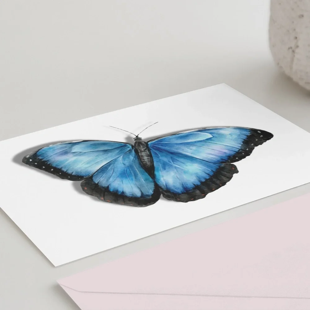Watercolor Butterfly Wall Art Illustration Print Poster Card Unframed - Picture 3 of 5